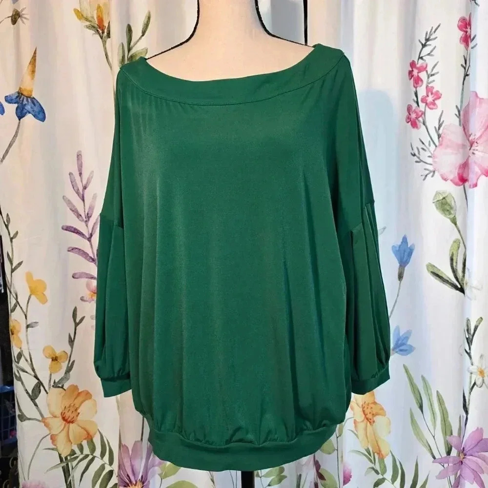 7th Avenue Design Studio New York & Co Stretch Banded Hem 3/4 Sleeve Blouse XL